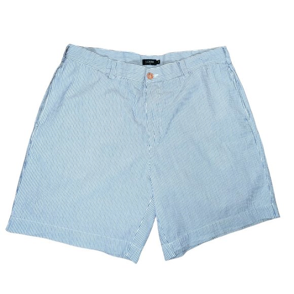 J. Crew Other - J.Crew Seersucker Striped Shorts Size 38 Cotton Lightweight Blue & White Casual